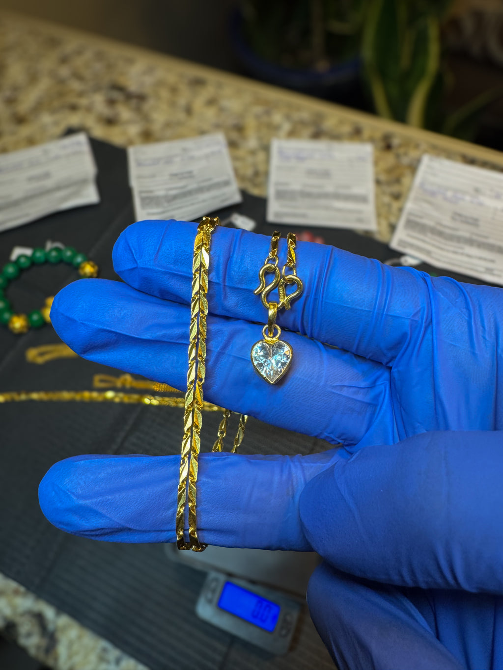 24K SOLID PURE GOLD BOXCUT BIRTH STONE SET 10.8 G