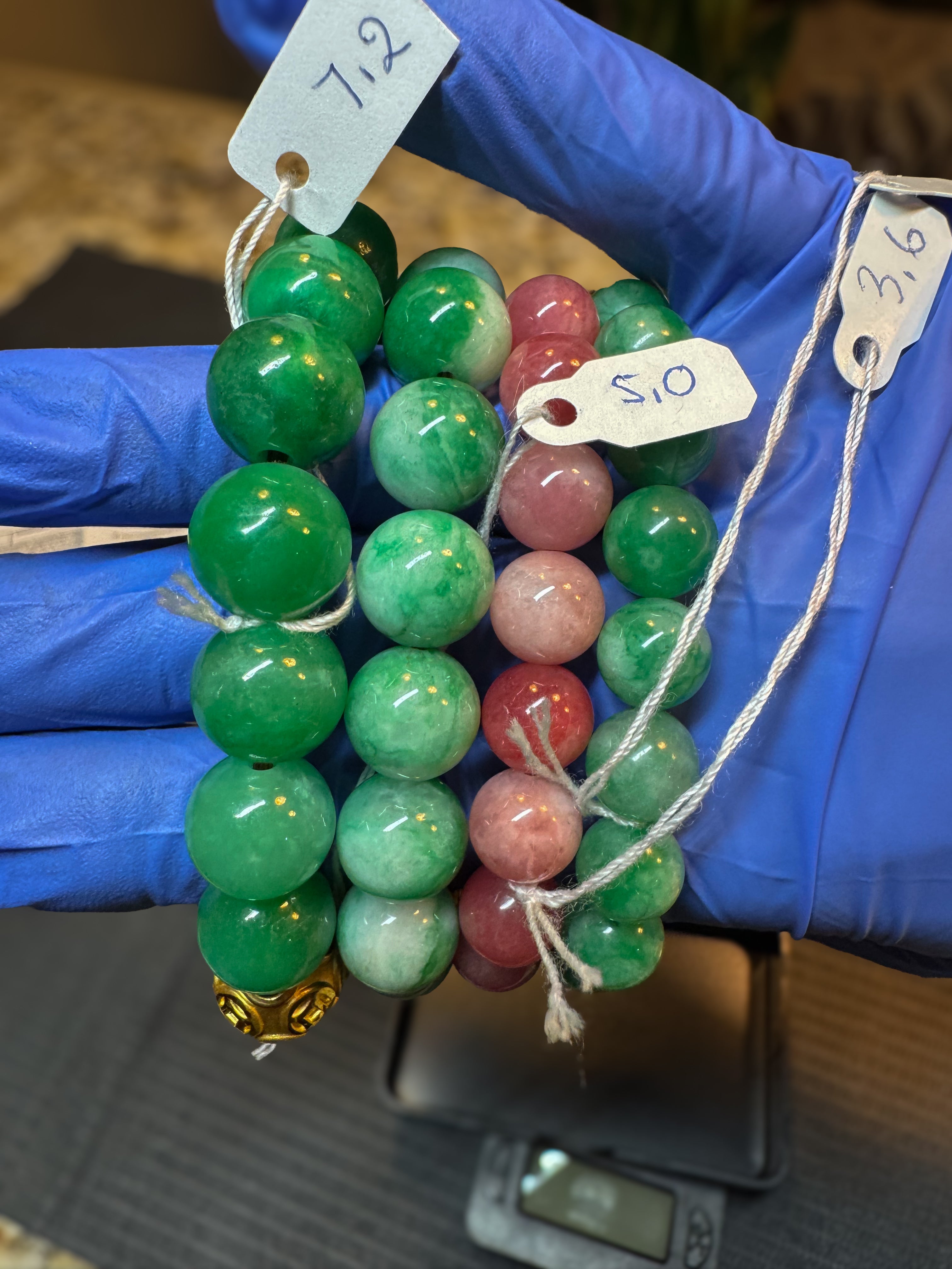 24K Gold Charm Jade Bead Bracelet