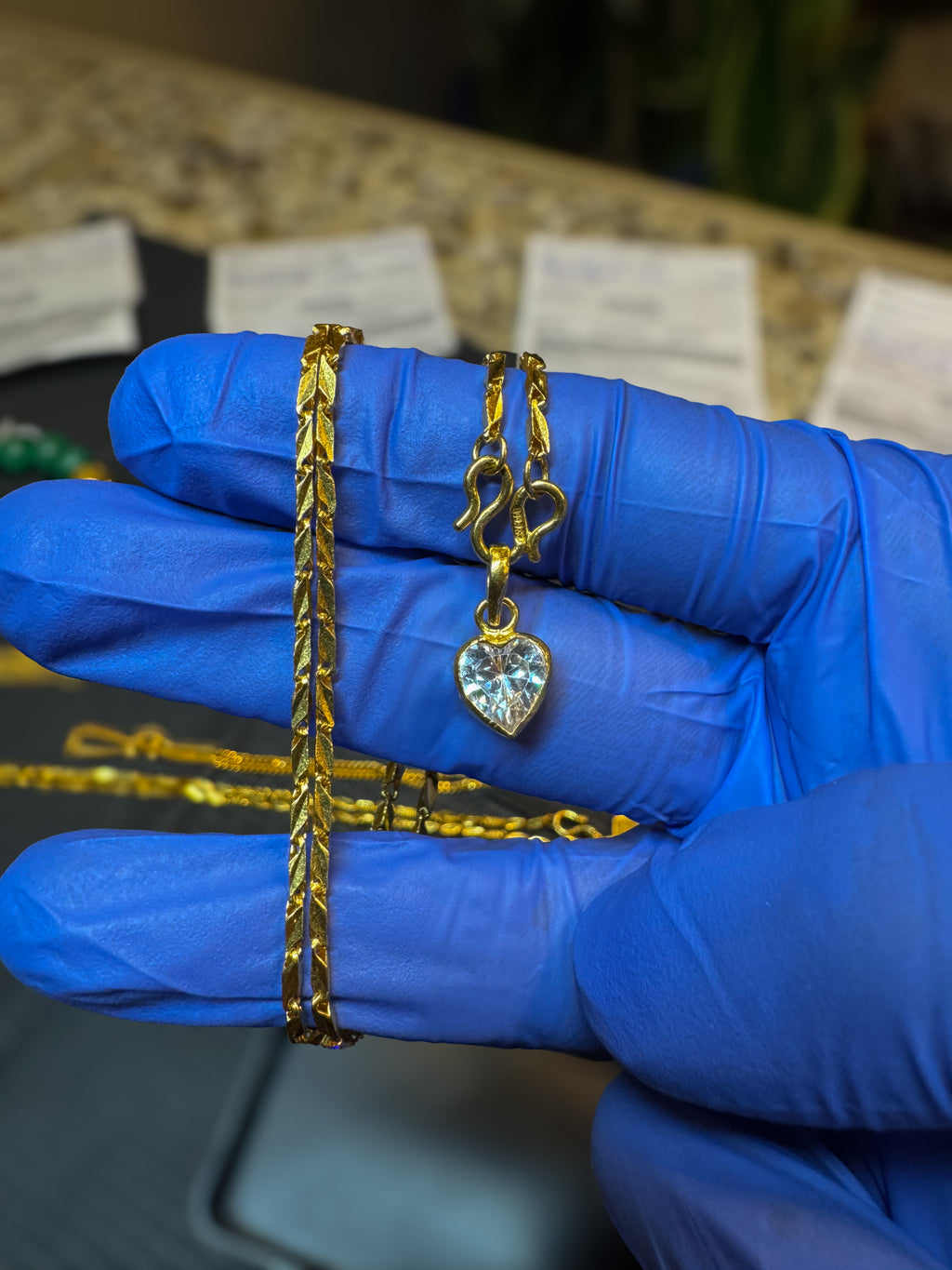 24K SOLID PURE GOLD BOXCUT BIRTH STONE SET 10.8 G