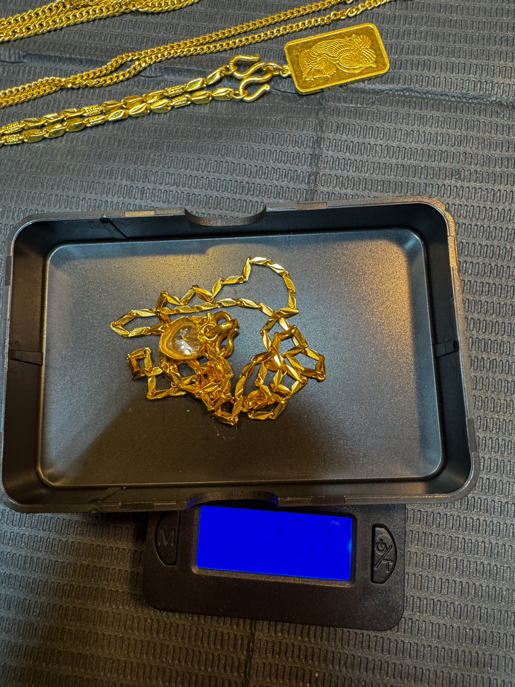 24K SOLID PURE GOLD BOXCUT BIRTH STONE SET 10.8 G